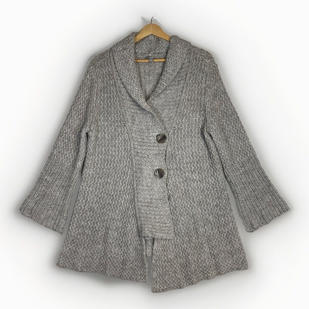 J. Jill Chunky Knit Button Cardigan Alpaca Wool Blend Asymmetrical Womens Medium